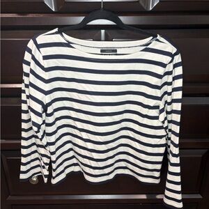 J. Crew Navy and White Striped Long Sleeve Top